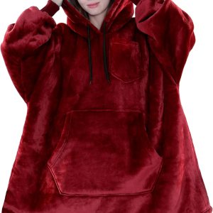 PAVILIA Manta con capucha para mujer, manta Sherpa para hombre, acogedora manta de gran tamaño, sudadera con capucha PAVILIA Manta con capucha para mujer, manta Sherpa para hombre, acogedora manta de gran tamaño, sudadera con capucha