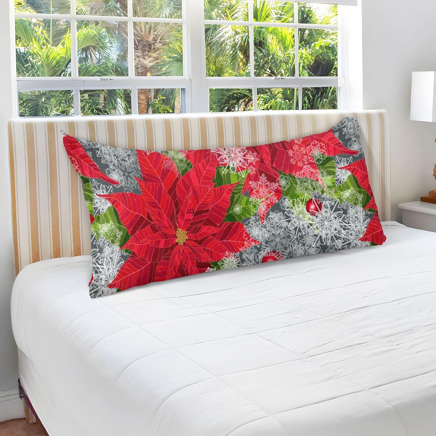 Fundas de almohada de terciopelo con flores de pascua navideñas, fundas de almohada suaves, cómodas fundas de almohada decorativas para sofá, cama,