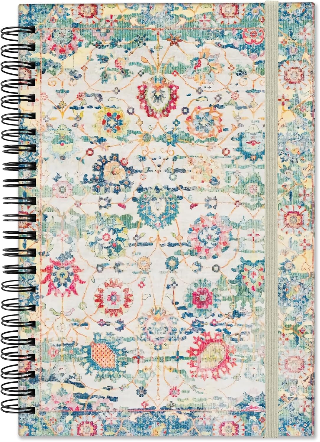 Cabreche Cuaderno de espiral de tapa dura de 5.5 x 8.3 pulgadas, papel grueso de 80 GSM, 60 hojas, 120 páginas con banda de cierre elástica para