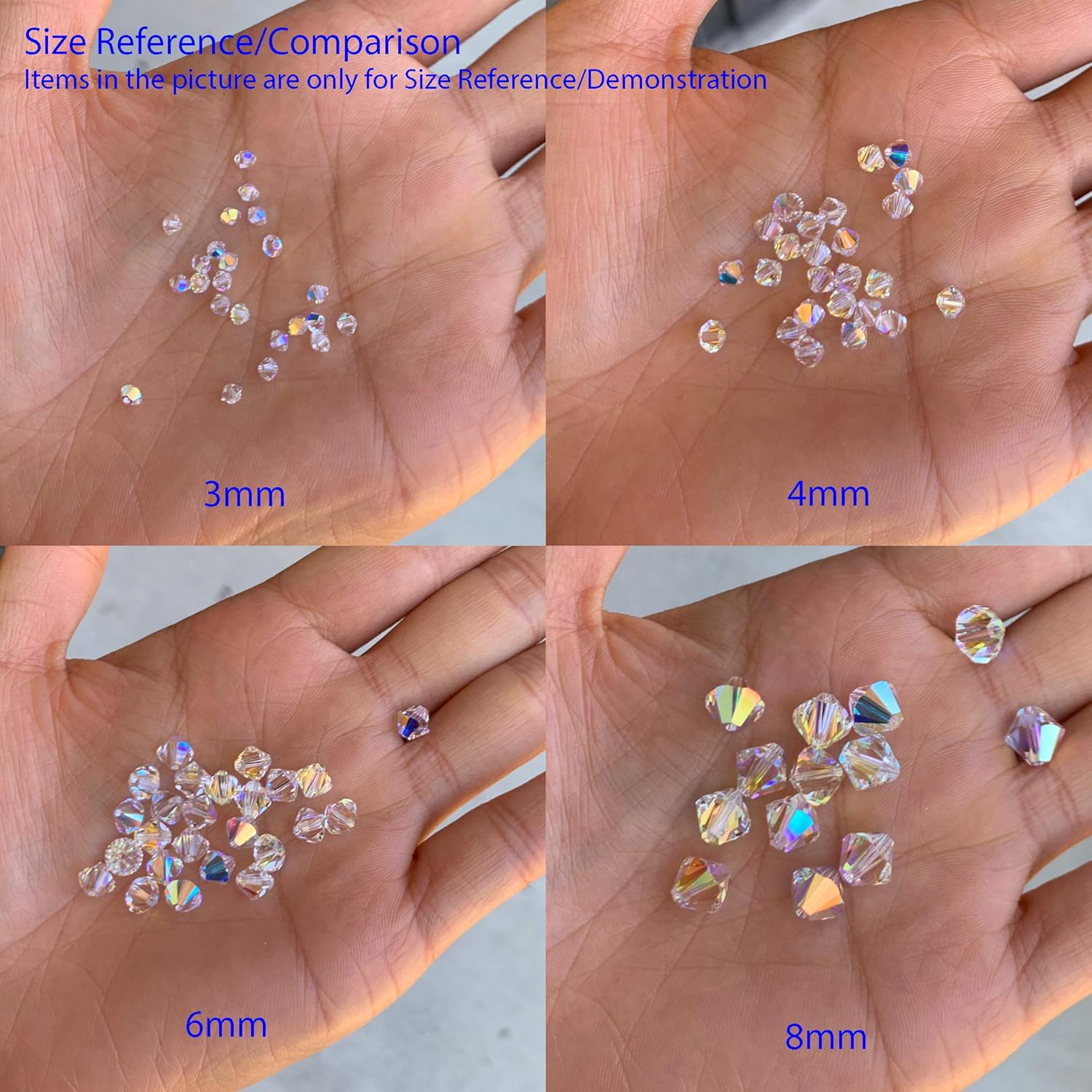 500 cuentas de cristal bicono facetadas sueltas Preciosa auténticas de 0.157 in (0.16 pulgadas) de cristal pequeño AB compatibles con cristales de