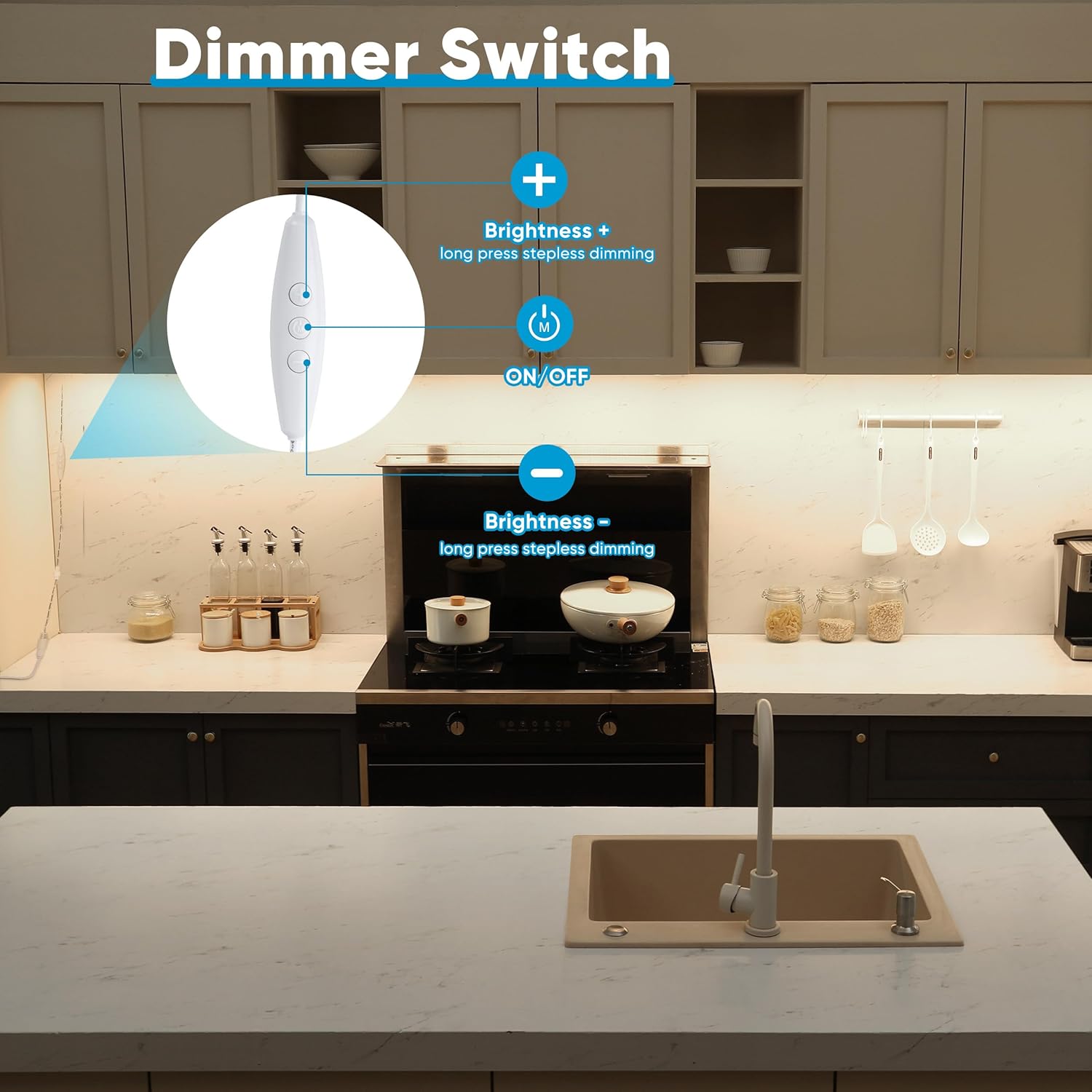 Litever Kit de iluminación para debajo del gabinete, 6 barras de luz LED de 12 pulgadas. Súper brillante regulable enlazable para cocina, debajo del