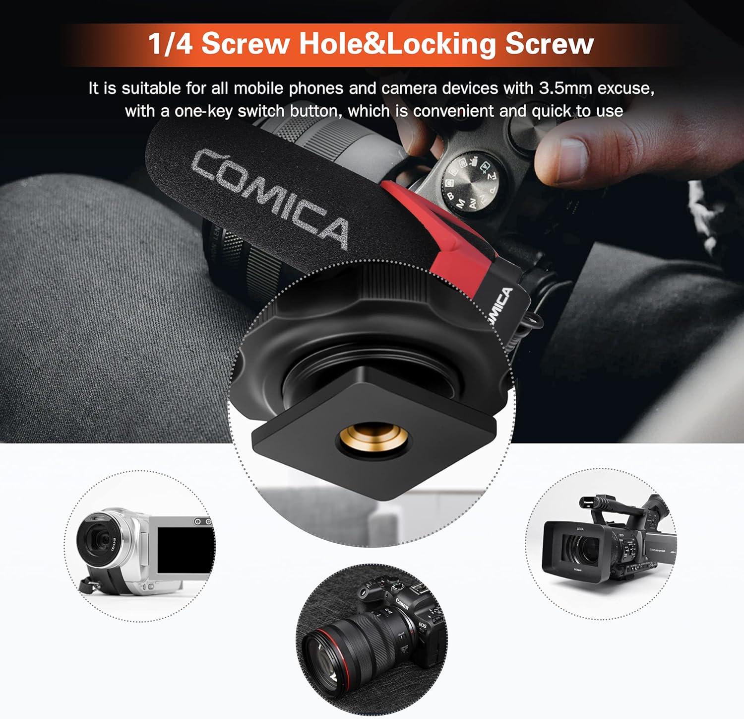 comica CVM-V30 LITE Micrófono de cámara direccional súper cardioide para cámaras Canon Nikon Sony Fuji DSLR y teléfonos inteligentes iPhone Android
