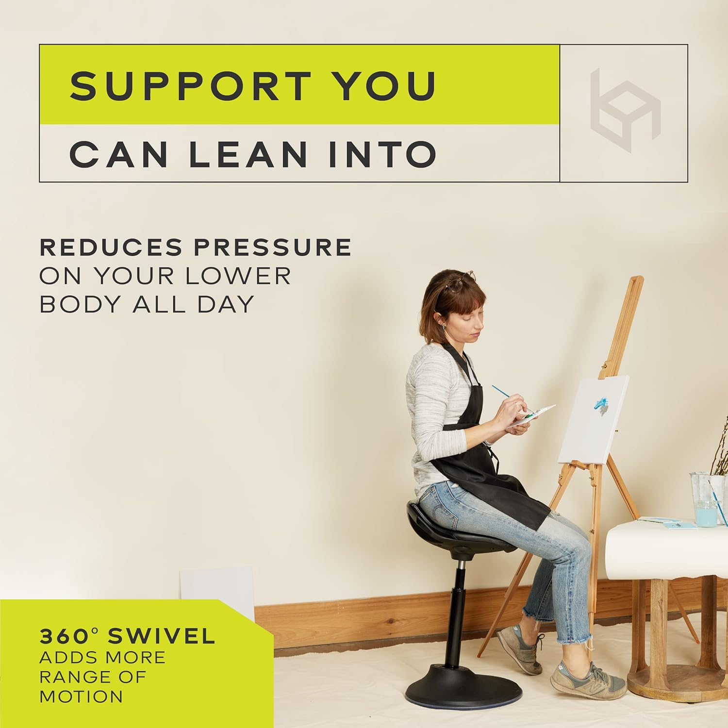 bonVIVO Silla de escritorio de pie  Silla ergonómica para escritorios de oficina altos con soporte trasero y asas para postura y equilibrio