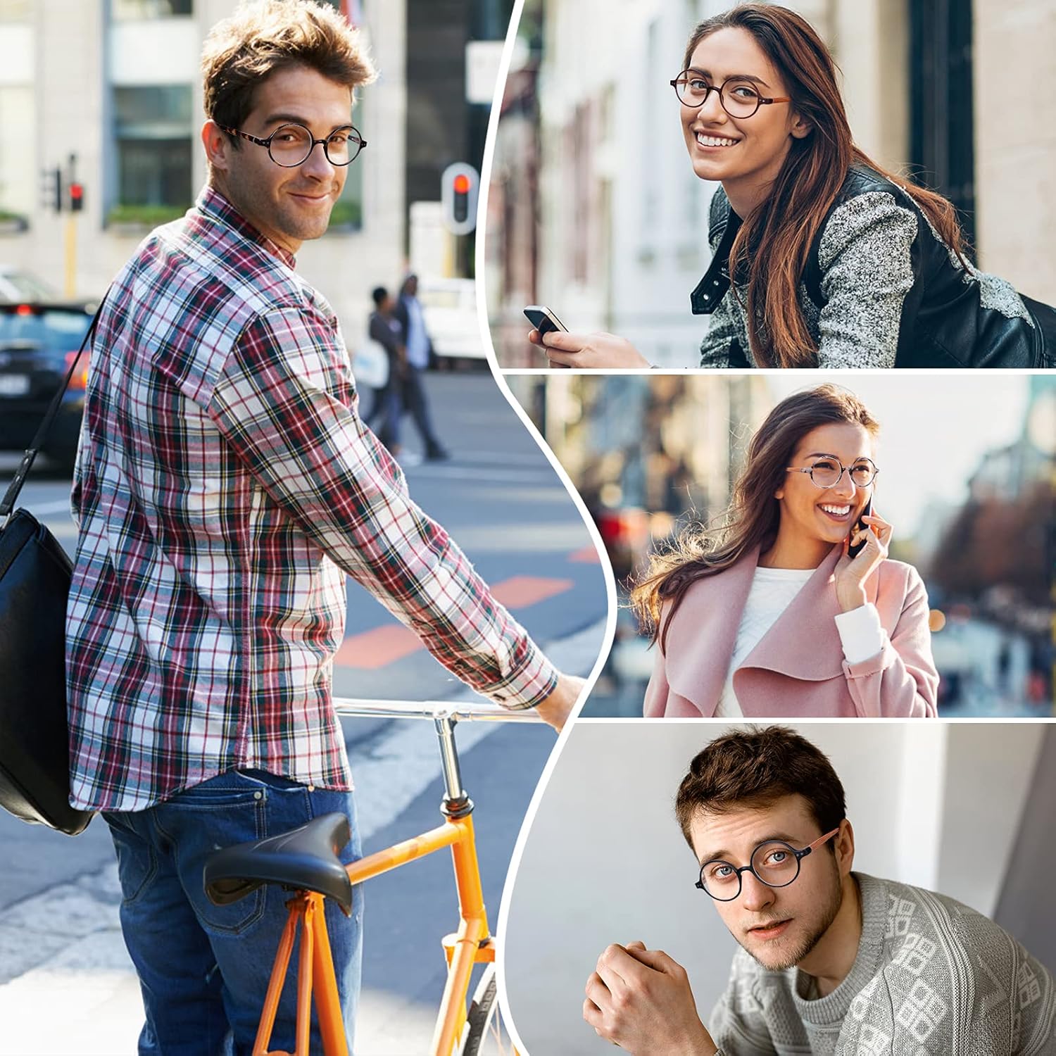 TISHUI Gafas de lectura redondas para mujeres y hombres, con bloqueo de luz azul, para lectores circulares, unisex, ultraligeros, lentes de tramposos