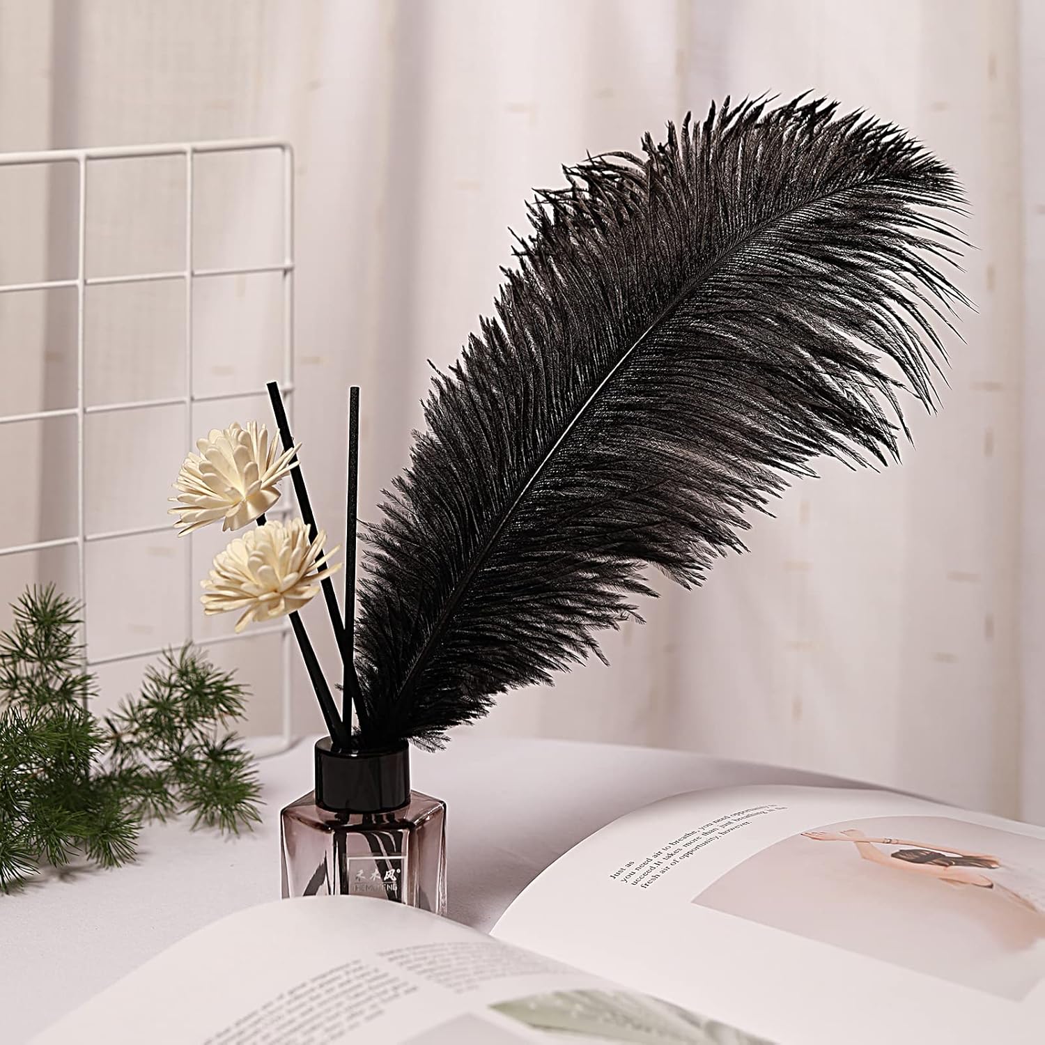 10 plumas de avestruz negro natural de 16-18 pulgadas 15.7-17.7 in para centros de mesa de fiesta de boda, decoración del hogar de Pascua