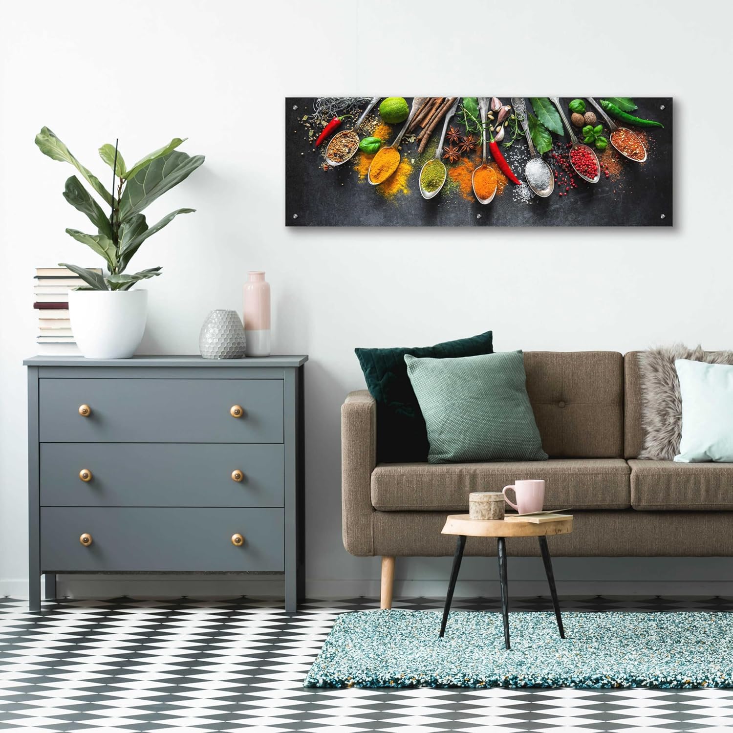 Epic Art ‘Spicy World II’ por Epic Portfolio, arte de pared de vidrio acrílico, 48 x 16 pulgadas
