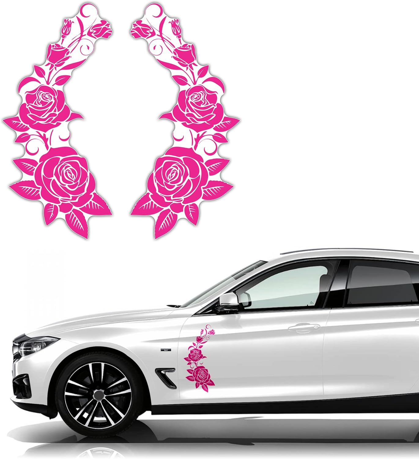 H2 Decal Calcomanías de flores rosas para mujer  Accesorios de coche rosa para Ford, Sedán, camión, SUV  Película transparente, adecuada para