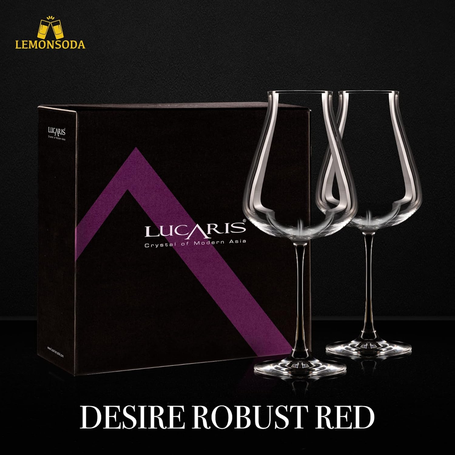LEMONSODA Copas de vino prémium (Desire Robust Red), copas para Pinot Noir, Merlot, Cabernet Savignon (2 unidades)