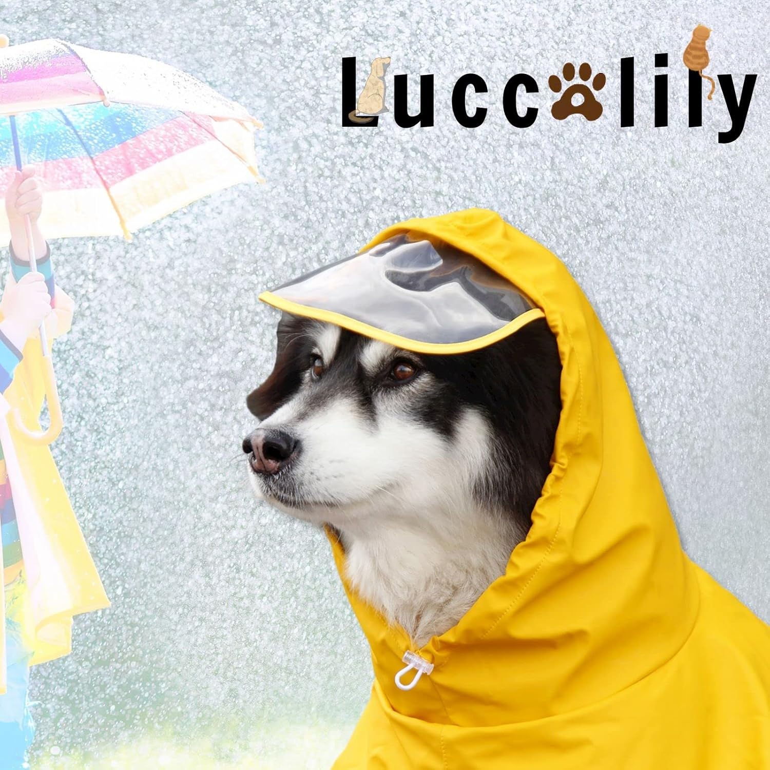 Luccalily Poncho impermeable con capucha para perros y cachorros y perros pequeños a grandes, chaqueta impermeable para perro con tira reflectante,