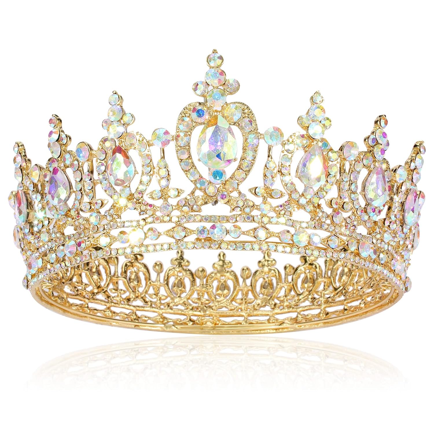 COCIDE Corona de reina para mujer, tiara de cristal y corona para niña, accesorios para el cabello para boda, novia, fiesta de cumpleaños,