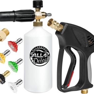 ALL4DETAIL Cañón de espuma prémium con pistola de lavado a presión de 5000 PSI, pistola de lavado eléctrico con conector rápido de 14 pulgadas, 5 ALL4DETAIL Cañón de espuma prémium con pistola de lavado a presión de 5000 PSI, pistola de lavado eléctrico con conector rápido de 14 pulgadas, 5