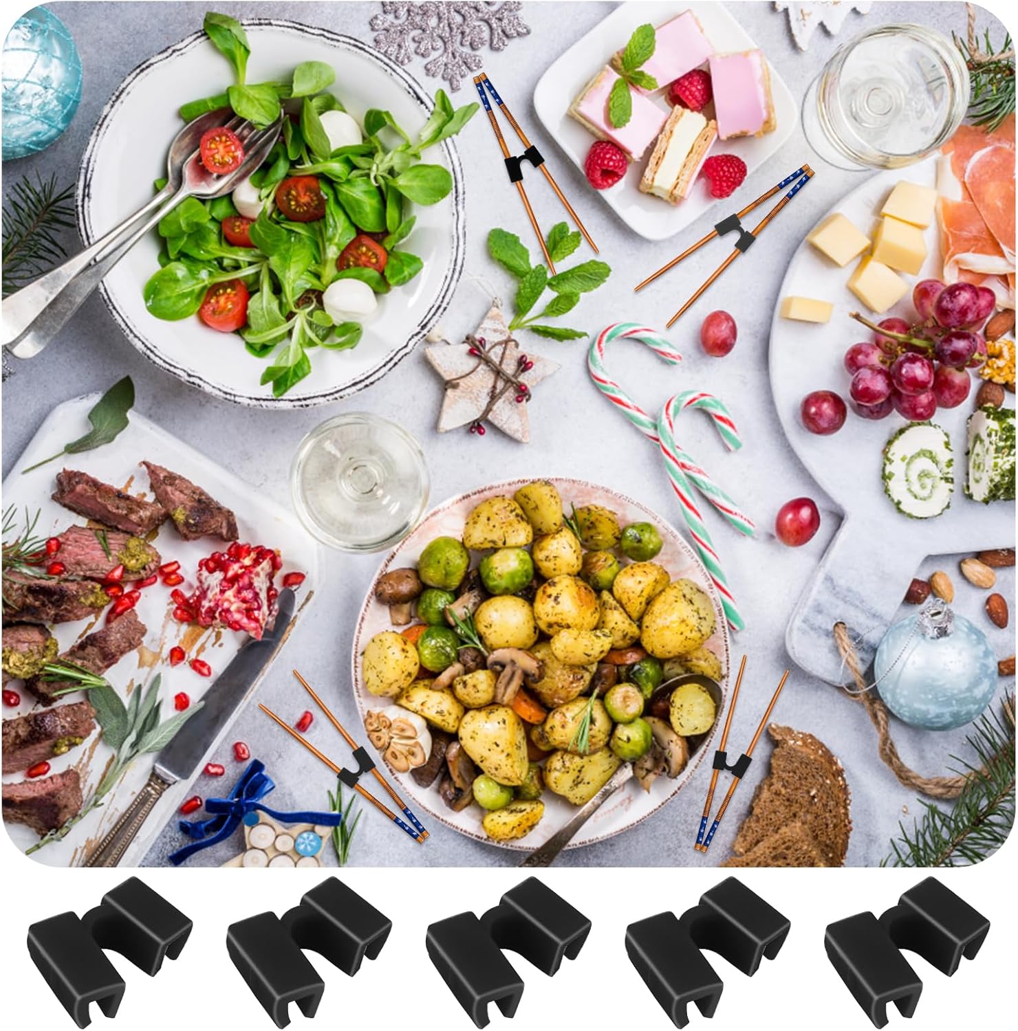 6 pares de palillos reutilizables, palillos de entrenamiento para adultos, conector de bisagras, palillos de práctica antideslizantes y portátiles