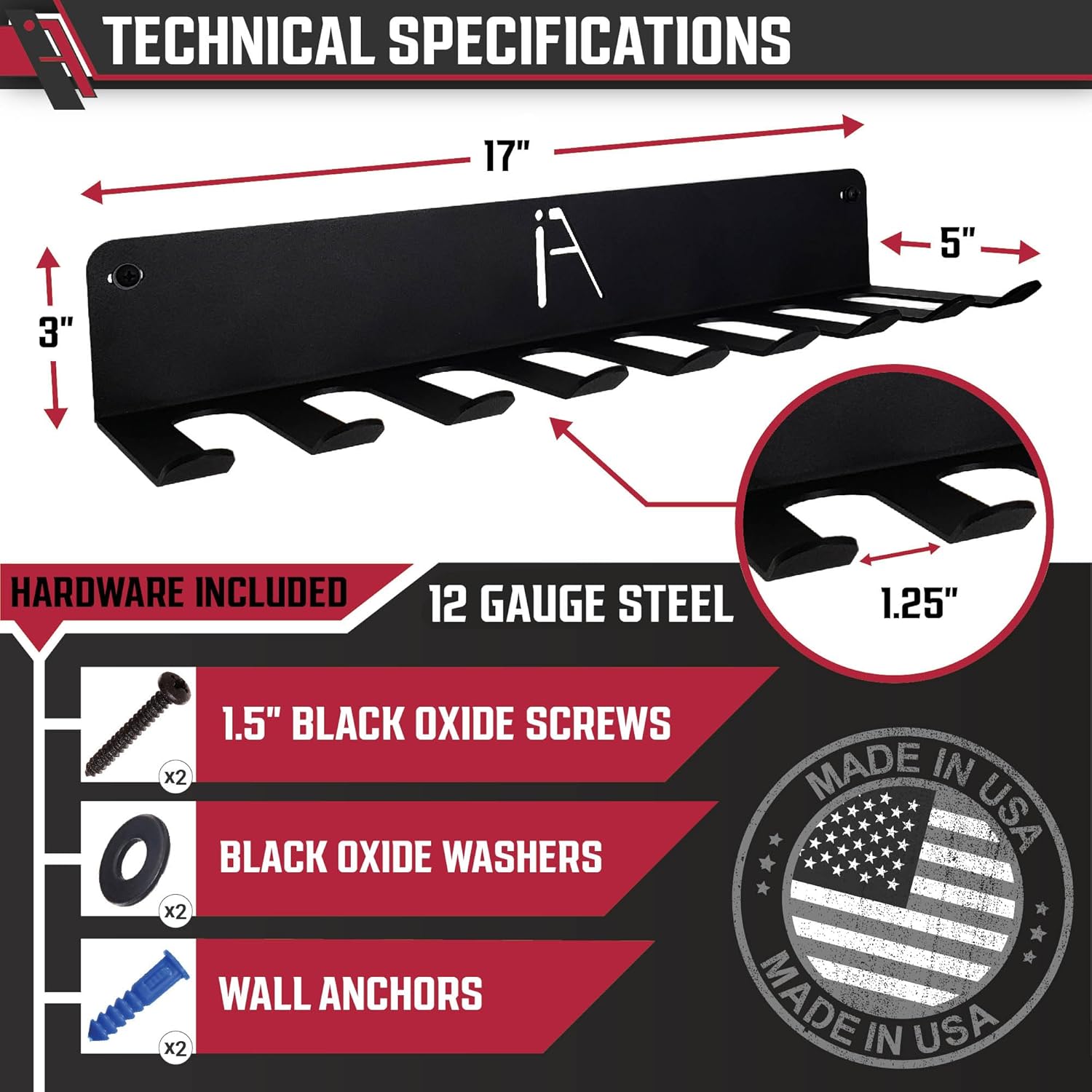 USA Omega – Estante de almacenamiento de gimnasio con 9 o 11 ganchos, organizador de pared de gimnasio resistente, almacenamiento de accesorios de