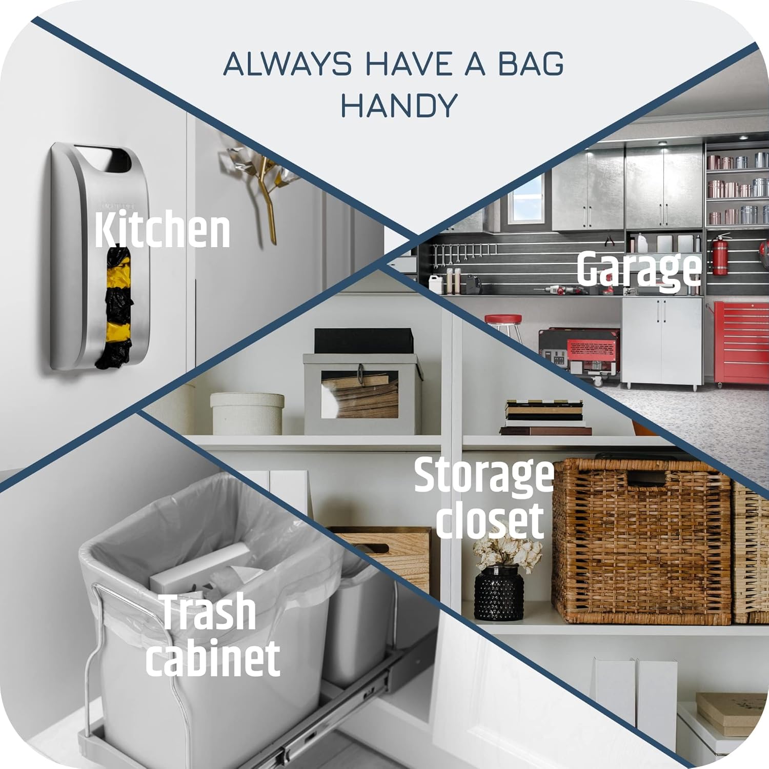 Soporte para bolsas de plástico  Organizador de almacenamiento de bolsa de comestibles de plástico duradero para montaje en pared  A prueba de