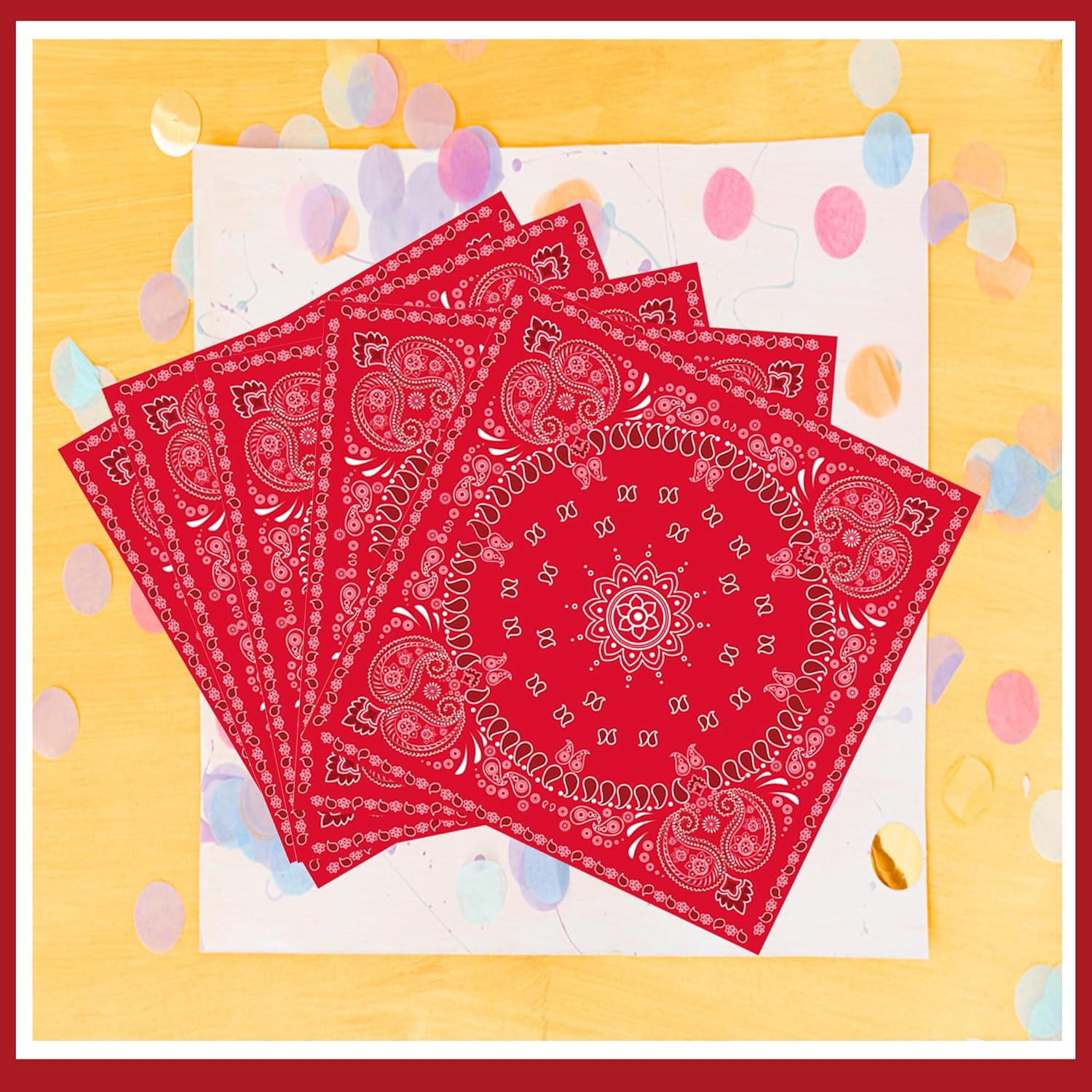 Juego de 40 servilletas de papel del oeste de color rojo con bandana roja, juego de servilletas de papel occidental, bandana roja, suministros para