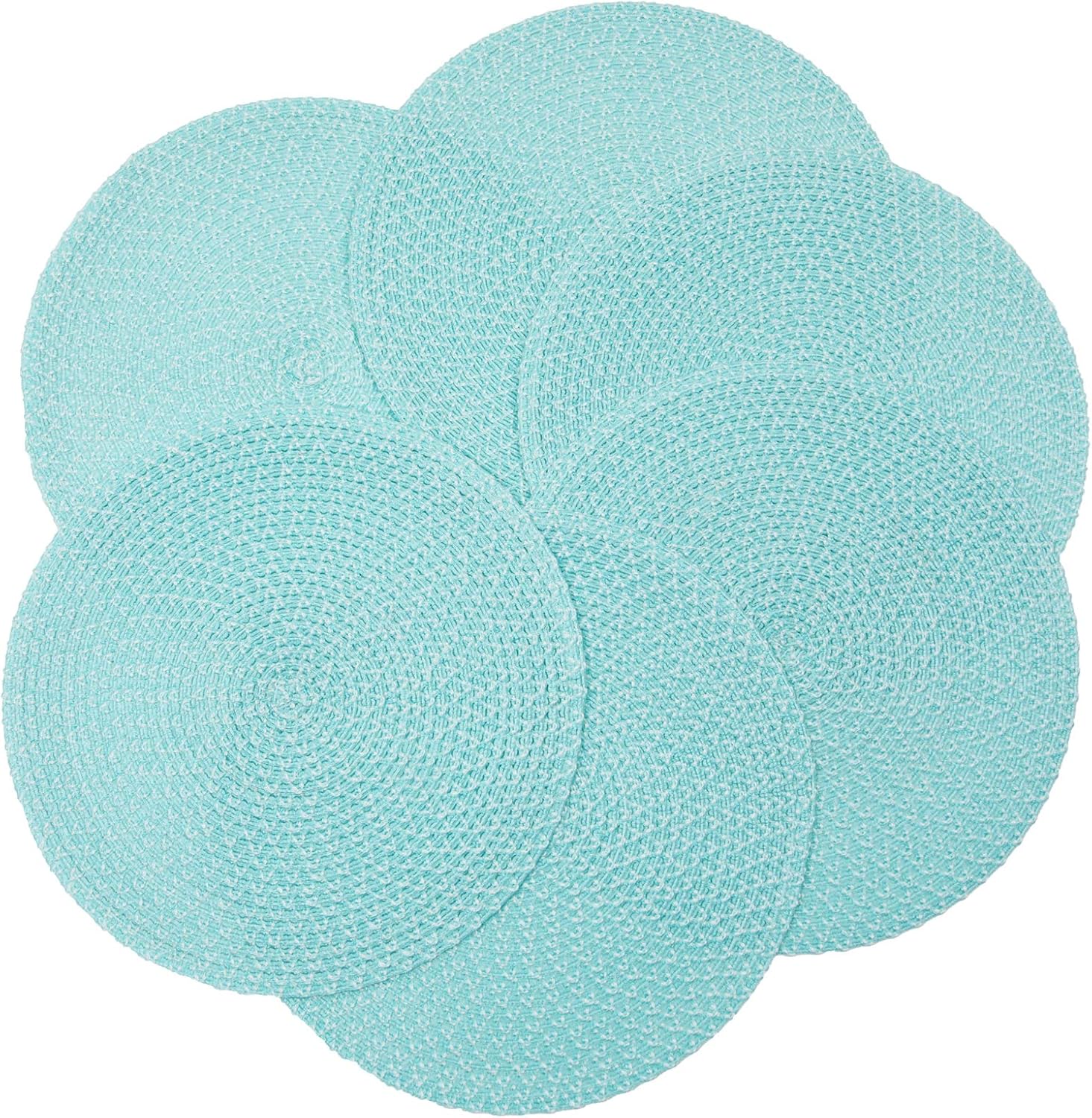 SHACOS Juego de 6 manteles individuales redondos trenzados, de dos tonos, lavables, resistentes al calor, para mesa de comedor, hogar, boda, fiesta,