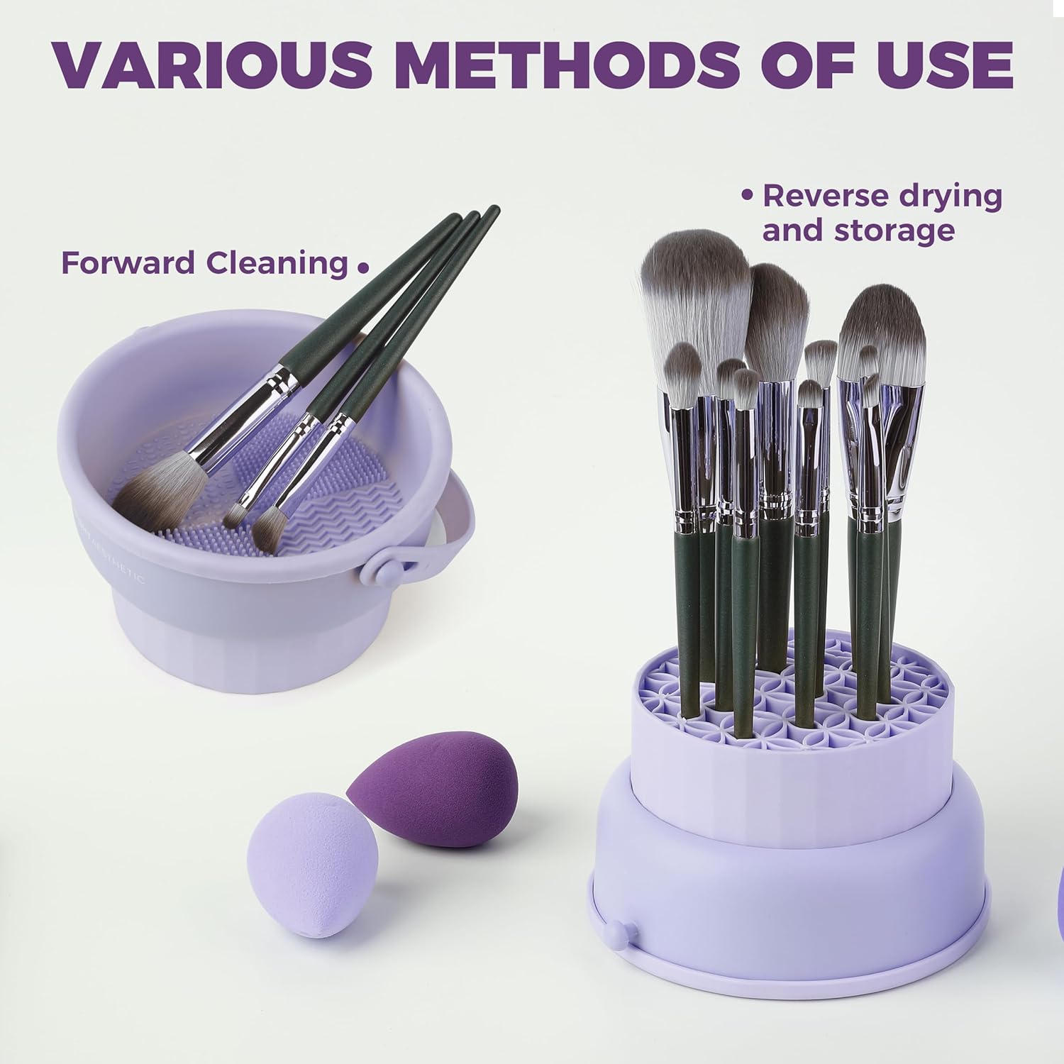 Limpiador de brochas de maquillaje, 2 en 1, tapete de limpieza de brochas de maquillaje portátil, herramienta de lavado portátil, limpiador de