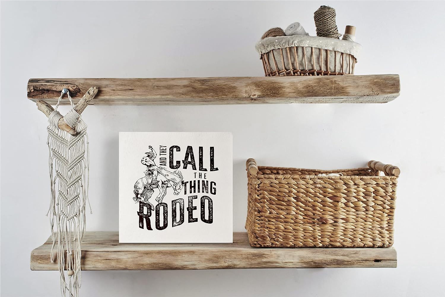 Caja de placa de madera rústica con diseño de vaquero occidental y ellos llaman la cosa Rodeo, decoración de escritorio para el hogar, dormitorio,