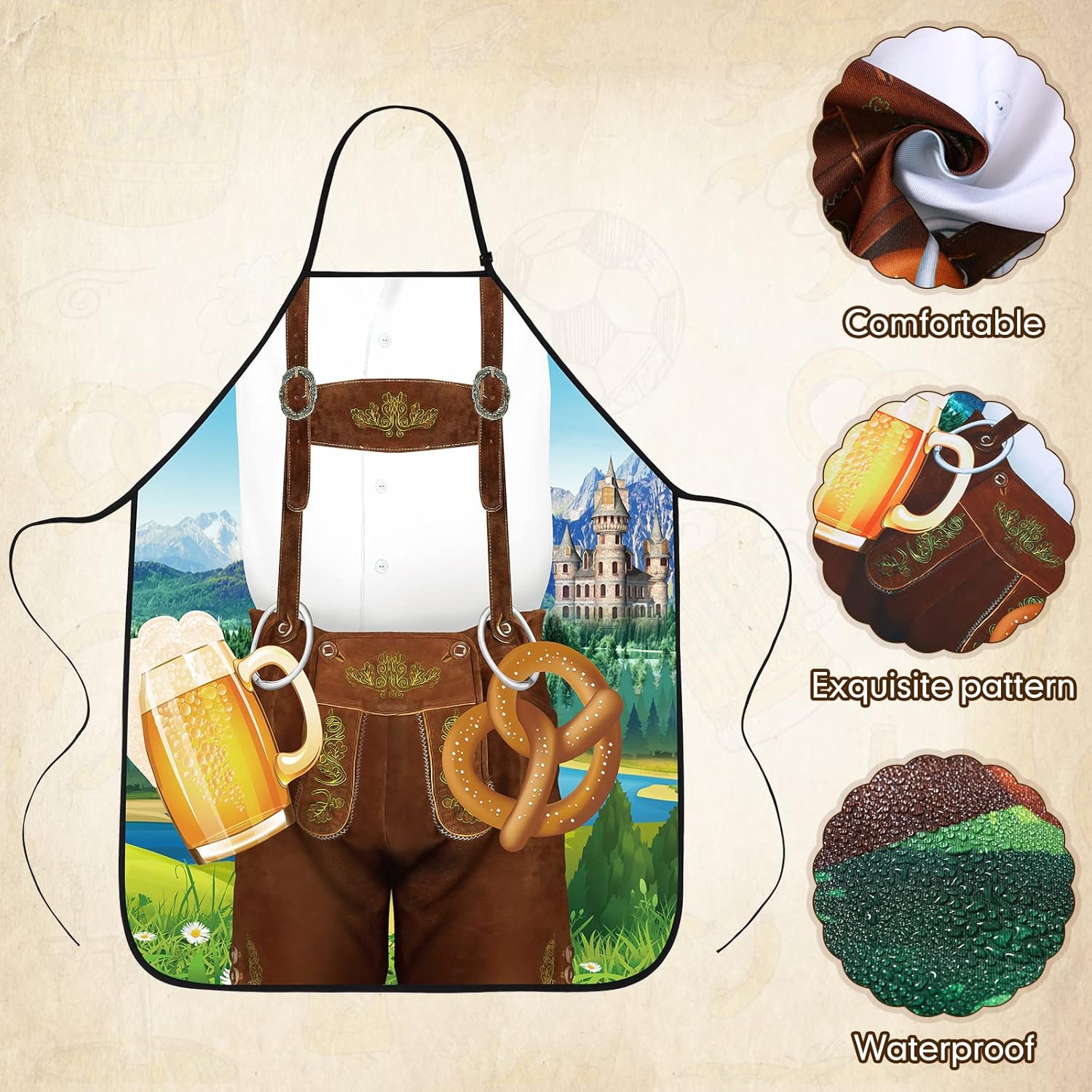 Sintege Paquete de 2 delantales de Oktoberfest delantales alemanes Lederhosen y Dirndl para Oktoberfest Baviera Festival de Cerveza Decoración de