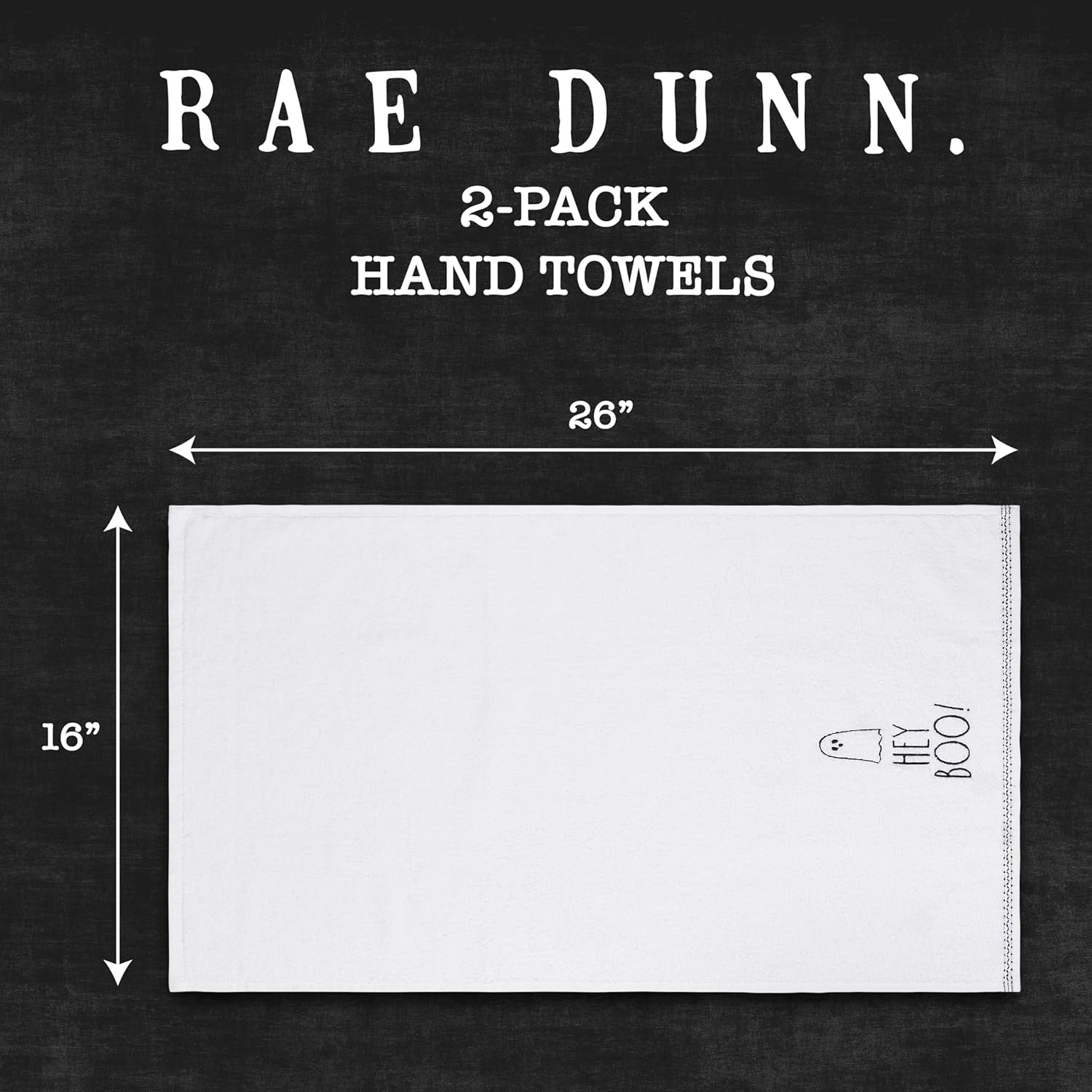 Rae Dunn Toallas de mano, toalla de mano decorativa bordada para cocina y baño, 100% algodón, altamente absorbente, paquete de 2, 16 x 26 pulgadas,