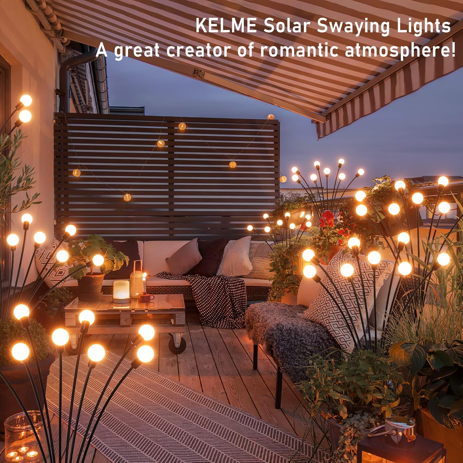 Paquete de 2 luces solares de jardín, 16 luces LED mejoradas para jardín, luces solares para exteriores, brillantes, de alta flexibilidad, para