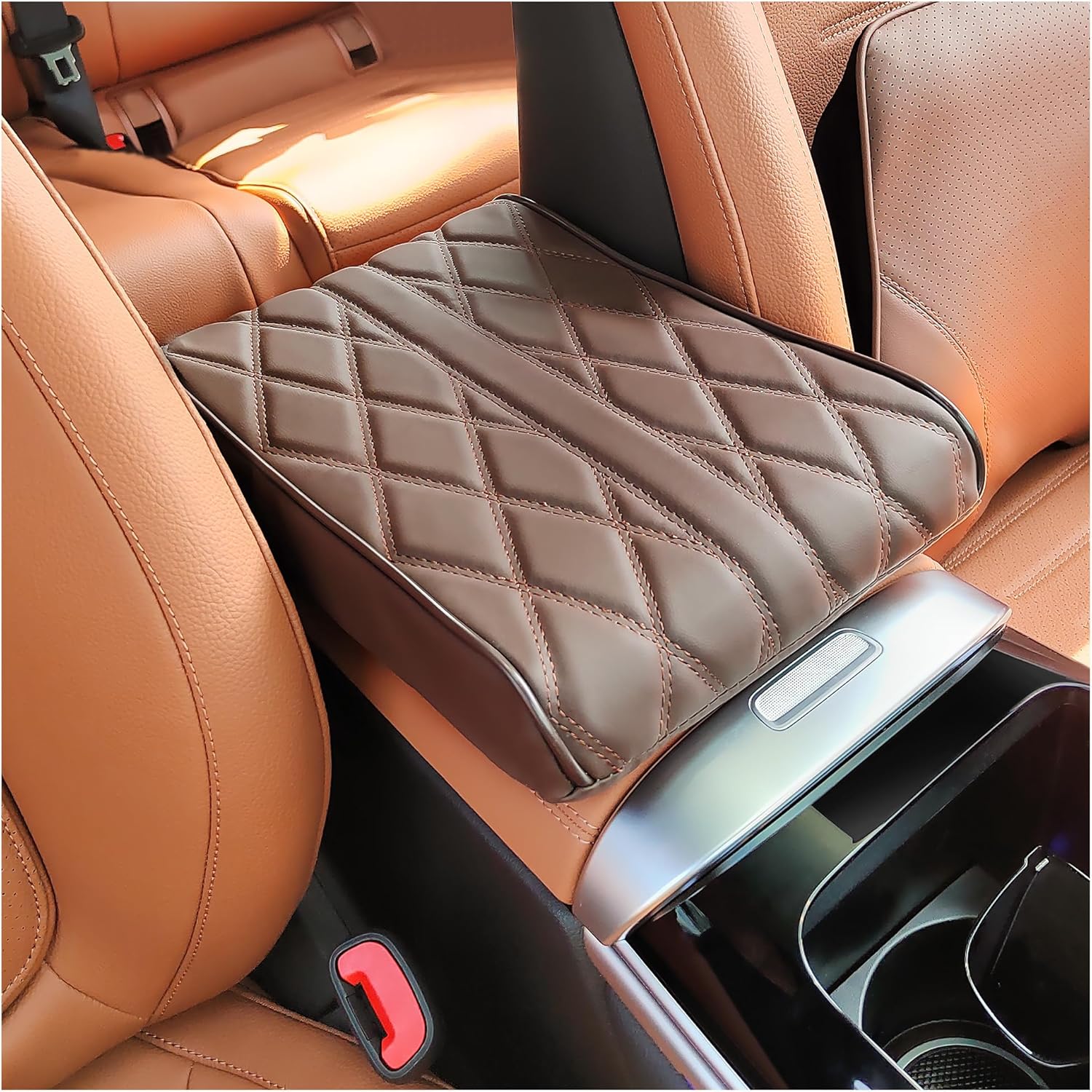 Funda para consola central de automóvil, funda de cuero de espuma viscoelástica para reposabrazos, suave y agradable al tacto, cojín para