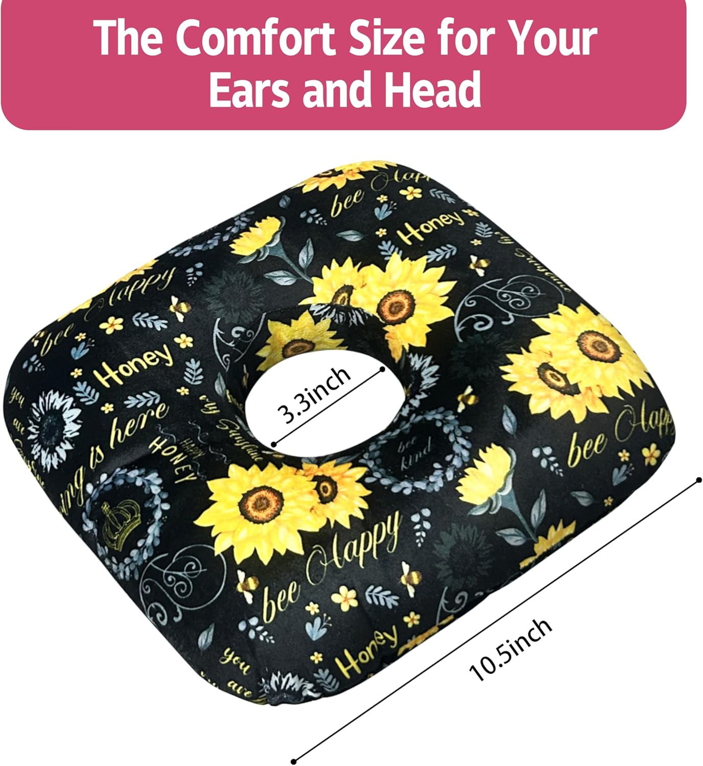 Almohada perforadora de oreja para dormir de lado, almohadas con agujeros para dolor de oído, almohada de dona para dormir del lado de la oreja para