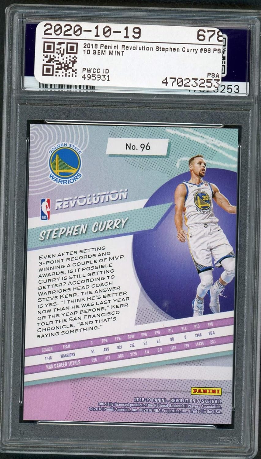 Stephen Curry 2018 Panini Revolution Basketball Card #96 Graded PSA 10 GEM MINT