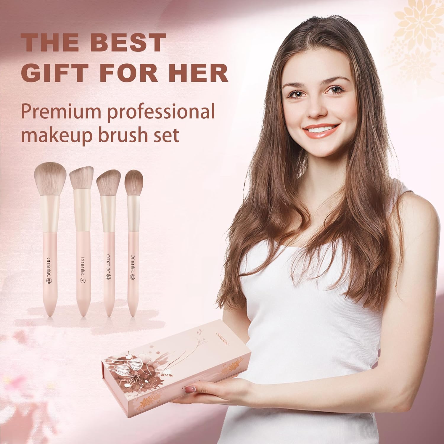 OMANIAC Juego de brochas de maquillaje (15 unidades), correctores de polvo sintético de alta calidad, sombras de ojos, rubor, juego de brochas de