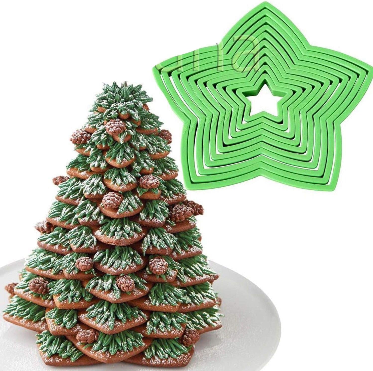 Anyana plástico 10 unids set 3D Gingerbread Star Navidad decoración fondant donut Cookie nesting cutters kit galleta pastelería molde para árbol de