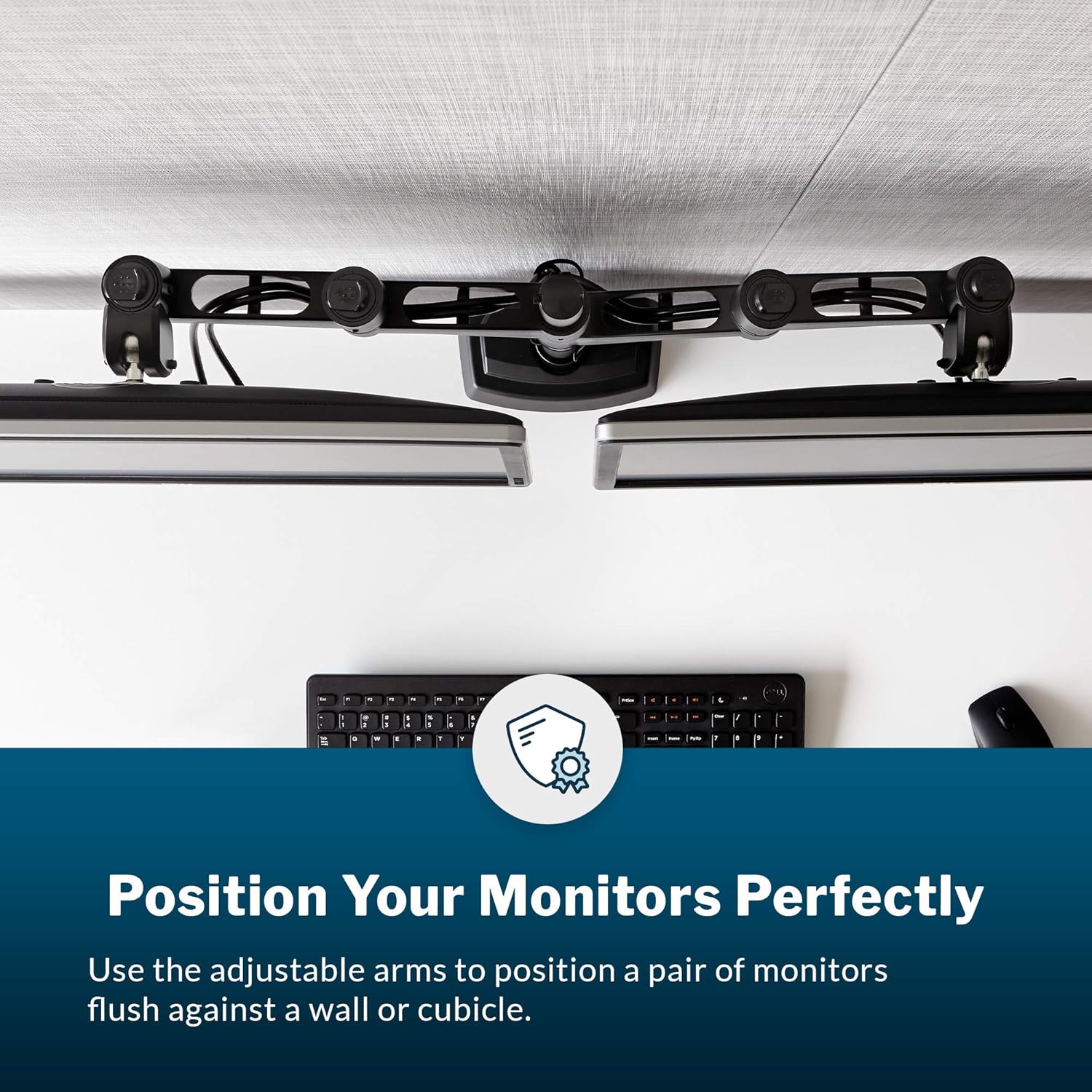 Vari Brazo de monitor dual de 180 grados, soporte para monitor VESA con ajuste de 180 grados, monitores de hasta 27 pulgadas, 19.8 libras, brazos