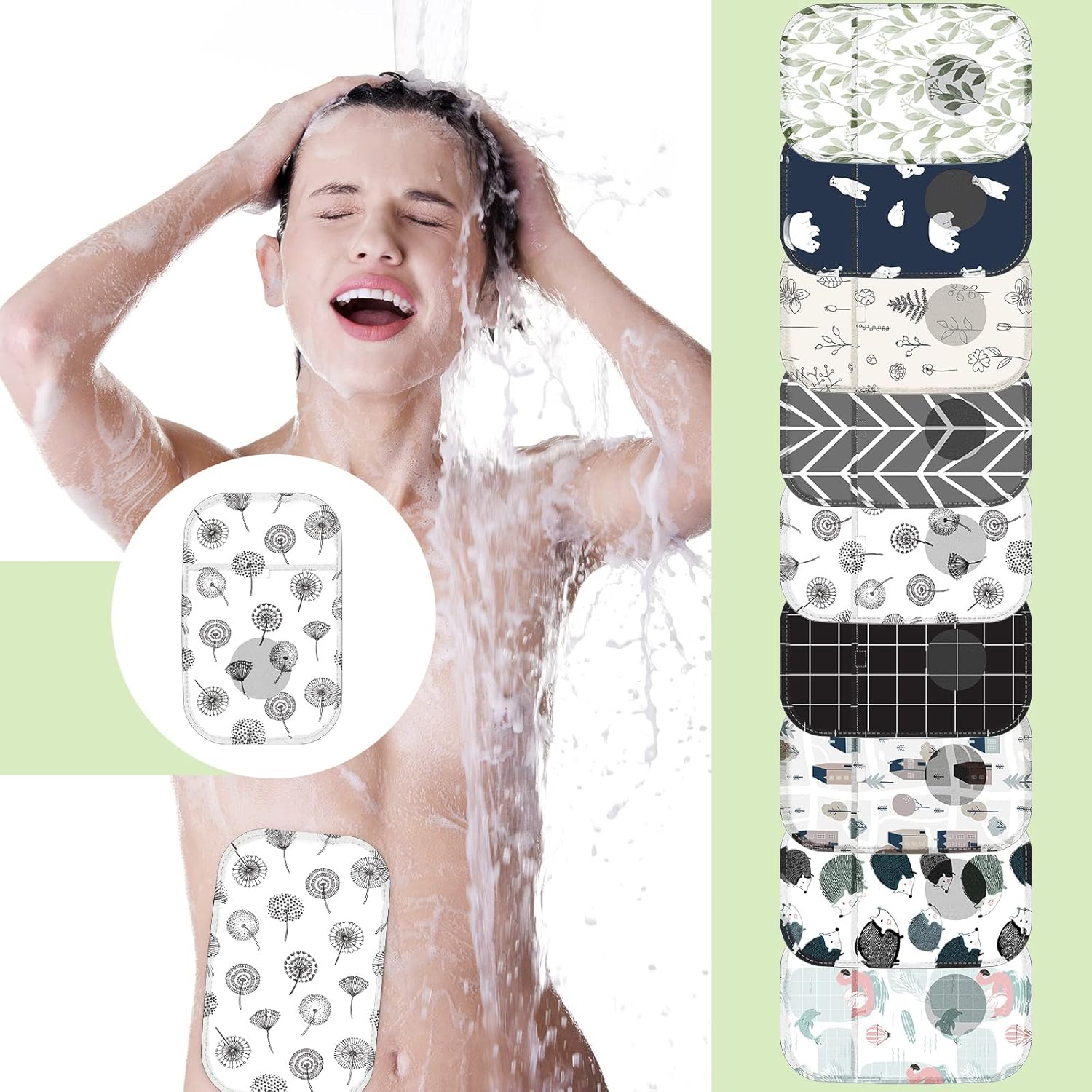 9 fundas para bolsas de ostomía, impermeables, para ducha, ligeras, para colostomía, reutilizables, lavables, con apertura ajustable, suministros de