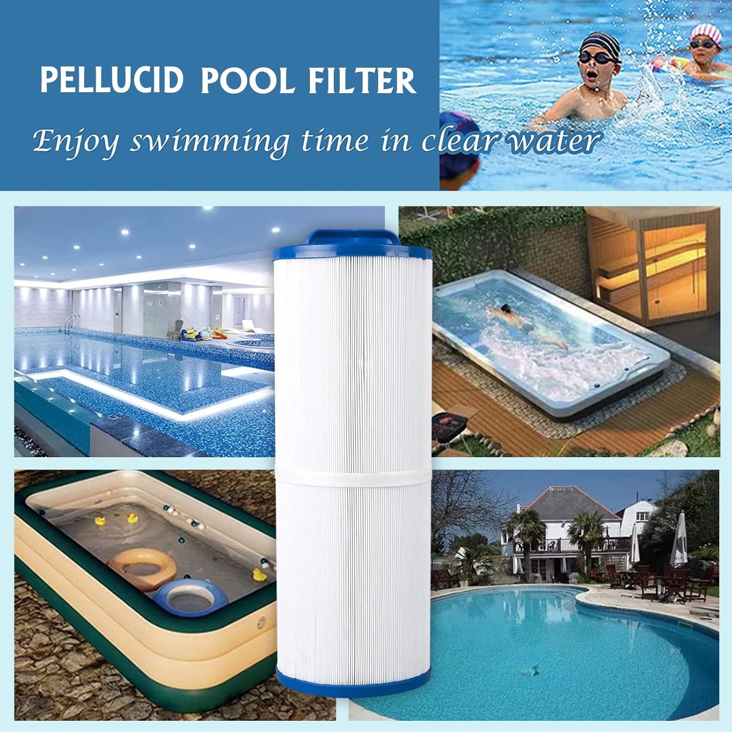 PELLUCID Filtro de bañera de hidromasaje compatible con Unicel 4CH-949, Pleatco PWW50L, Filbur FC-0172, SD-01143, 817-4050, Rising Dragon 50, fácil