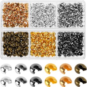 600 cubiertas de cuentas de engarzado de 0.157 pulgadas (0.157 in) abiertas redondas, cubiertas de nudo de cuentas de engarce de metal para joyería 600 cubiertas de cuentas de engarzado de 0.157 pulgadas (0.157 in) abiertas redondas, cubiertas de nudo de cuentas de engarce de metal para joyería