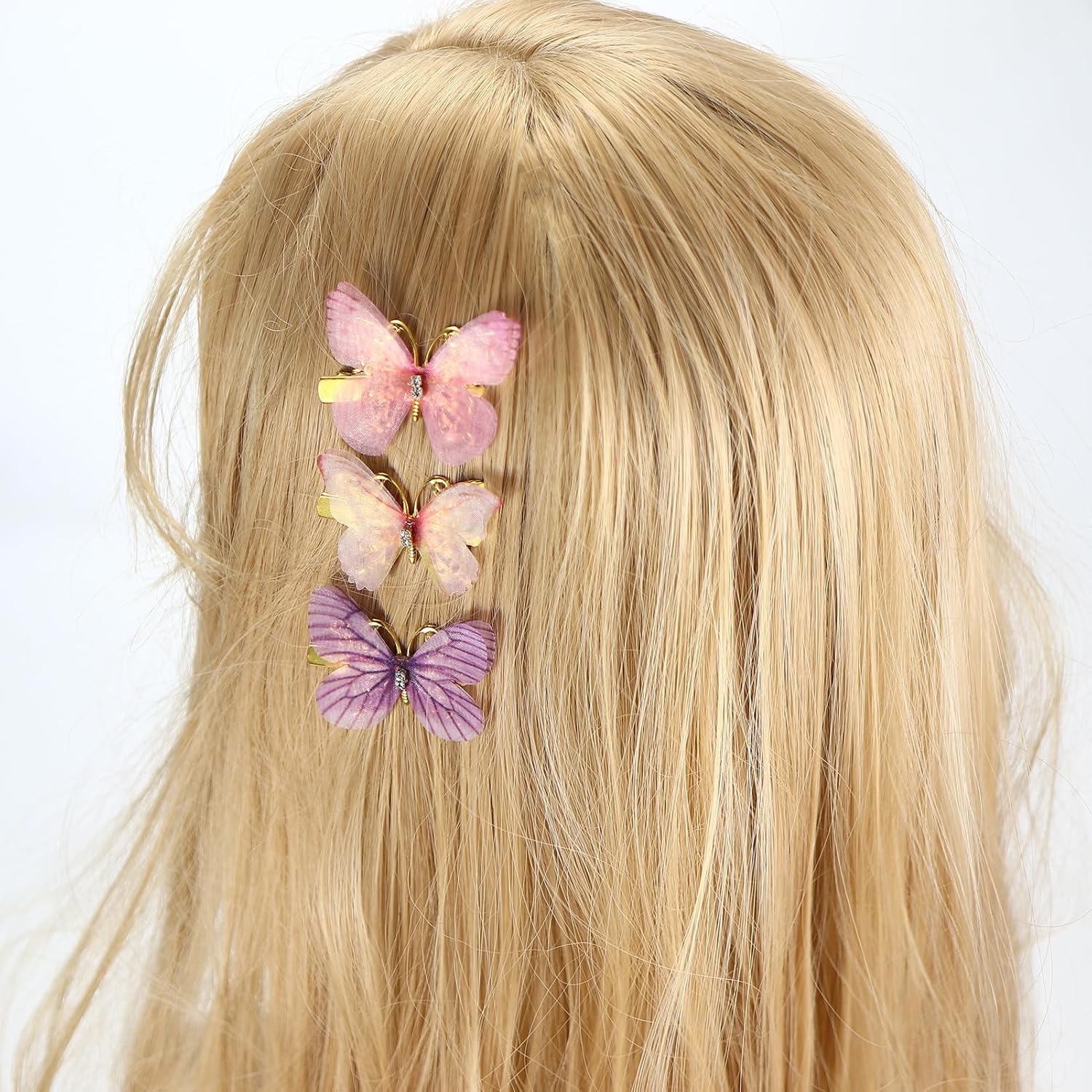 12 pinzas decorativas de mariposa para el cabello para adolescentes, accesorios para el cabello de niñas hechas a mano para cabello fino, pequeñas