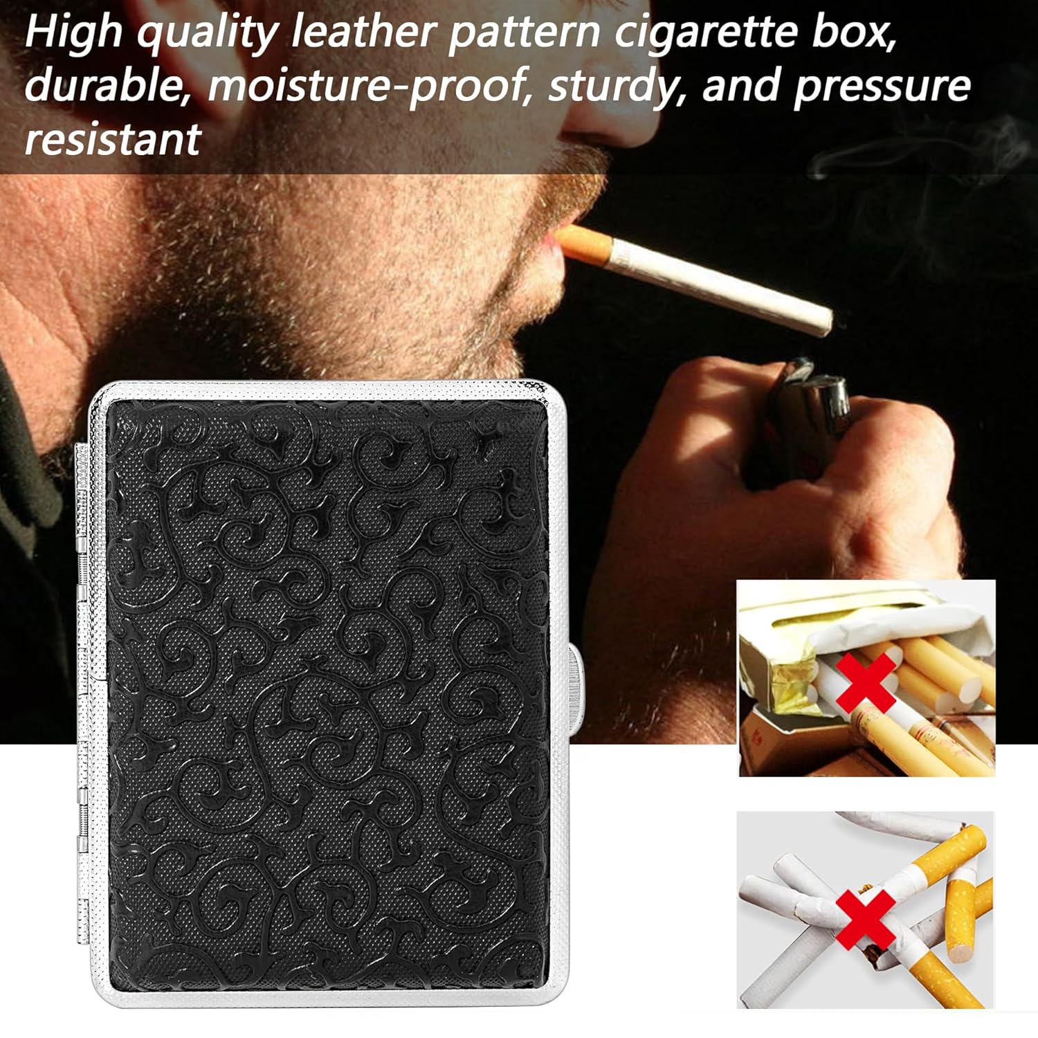 Estuche para cigarrillos (18 Cuero Tangcao Negro)