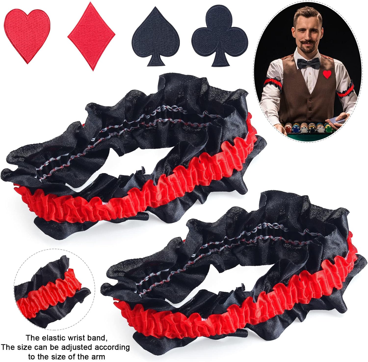 Juego de chaleco de distribuidor de casino, viseras de distribuidor, sombrero, pajarita, tarjeta de juego, corbata, brazalete, para Las Vegas, juego