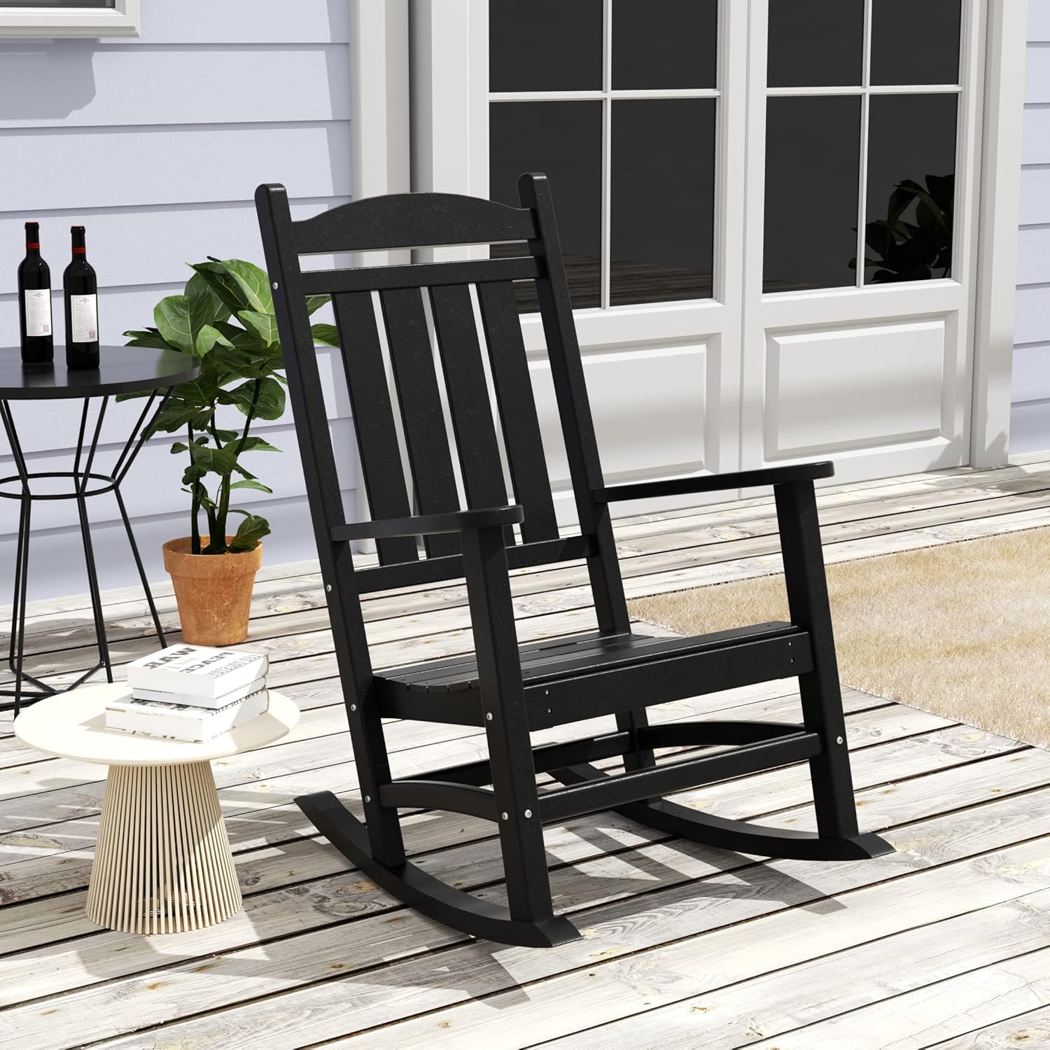 WestinTrends Malibu – Mecedora para exteriores, para todo tipo de clima, de madera de polietileno Adirondack con respaldo alto, soporte de 350