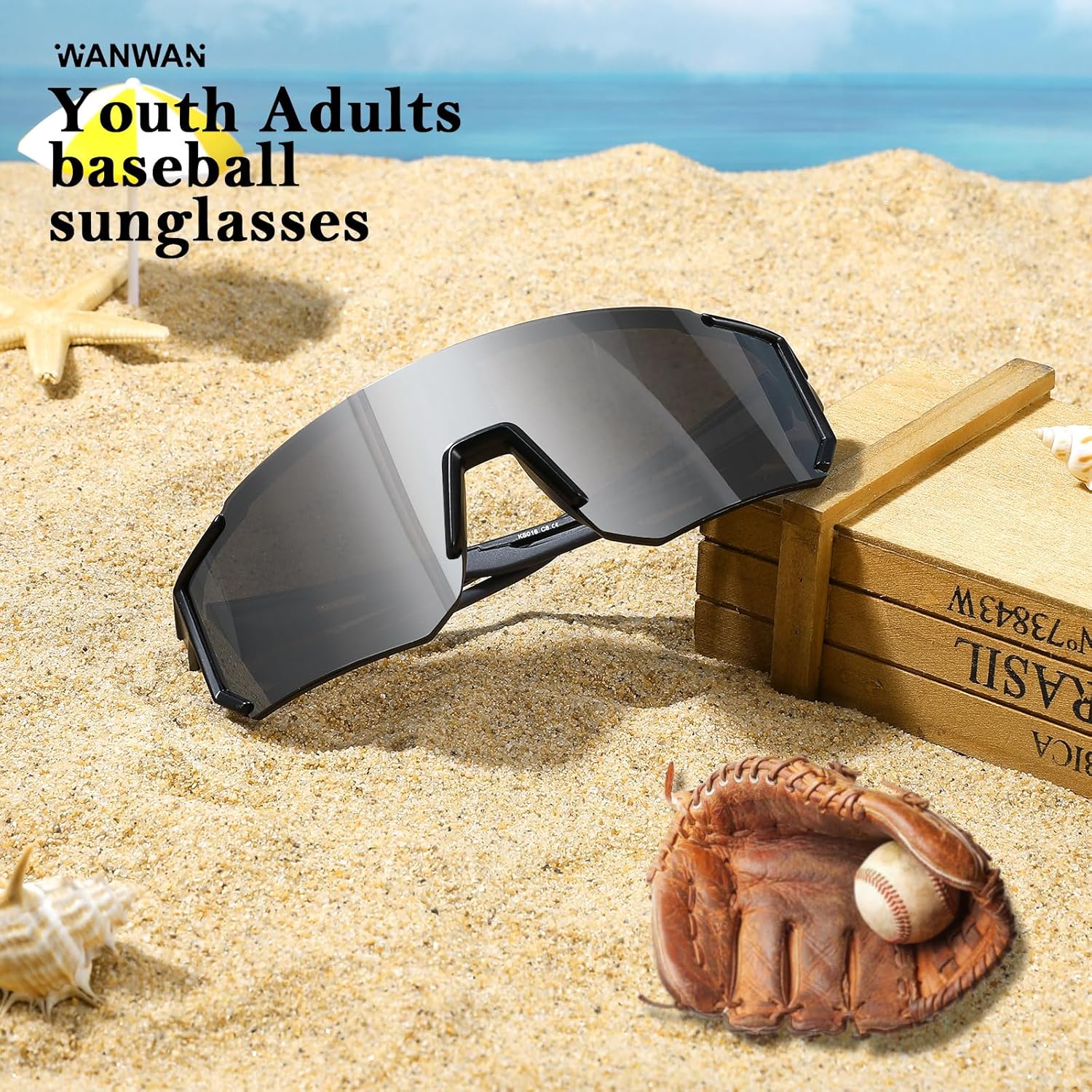 WANWAN Gafas de sol para jóvenes y adolescentes, lentes de sol para niños, gafas de béisbol deportivas, ciclismo, softbol, visera, unisex, adultos,