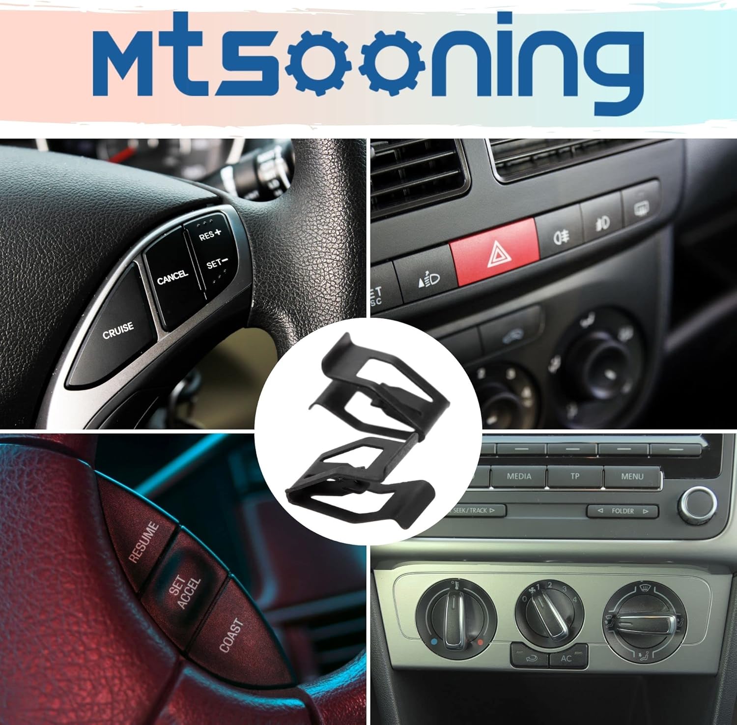 Mtsooning 10 clips de ajuste para salpicadero, retenedor de consola delantera de automóvil, clips de retención de metal de repuesto para Ford Mazda,