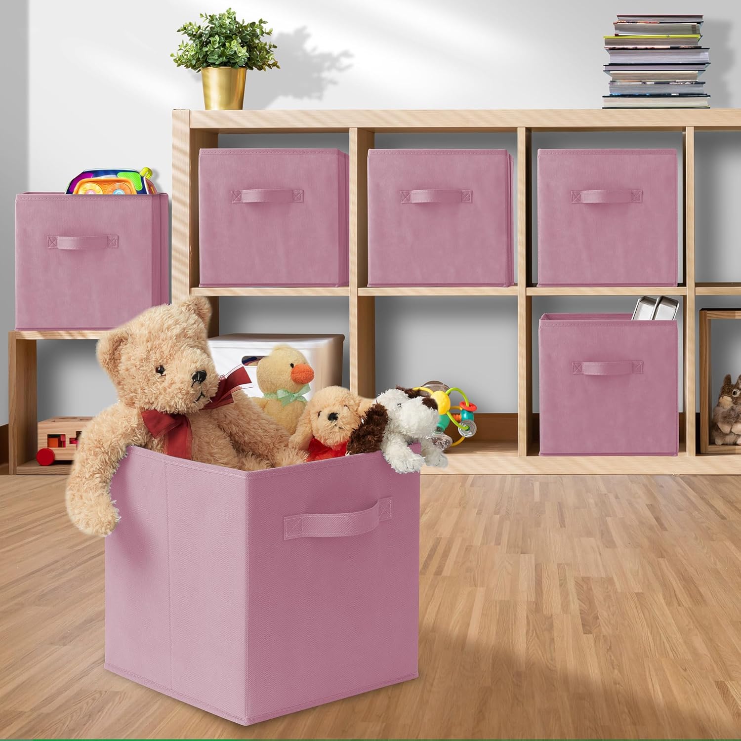 Casafield juego de 6cubos de almacenamiento plegables de tela, canastas de tela plegables de 11pulgadas, para estantes, cubos organizadores