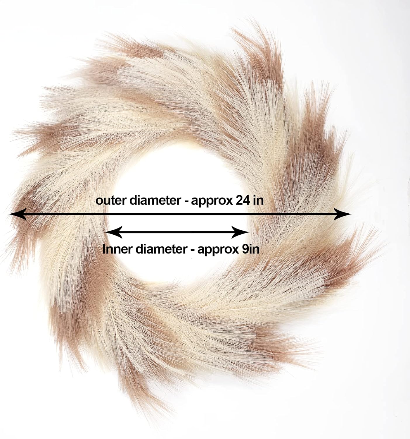 Coronas de pampa de fax para puerta delantera, corona grande de hierba de las pampas de 24 pulgadas para decoración de puerta delantera, decoración