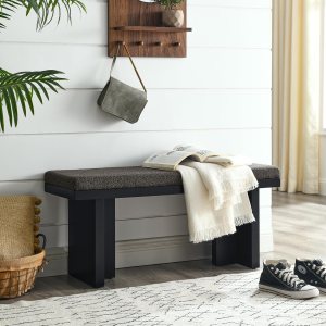 Banco acolchado para dormitorio, hecho de madera de goma resistente, esponja de lino, perfecto para salas de estar, dormitorios y pasillos modernos Banco acolchado para dormitorio, hecho de madera de goma resistente, esponja de lino, perfecto para salas de estar, dormitorios y pasillos modernos