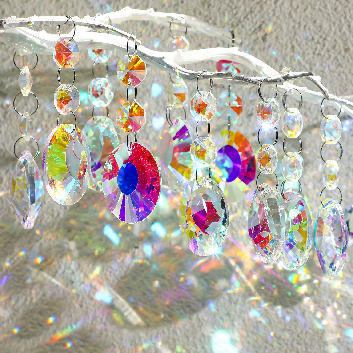 KANPURA 25 piezas de 1.496 pulgadas (1.496 in), diseño de nido de pájaro, colgante de cristal con cuentas octágonas de cristal conectadas para