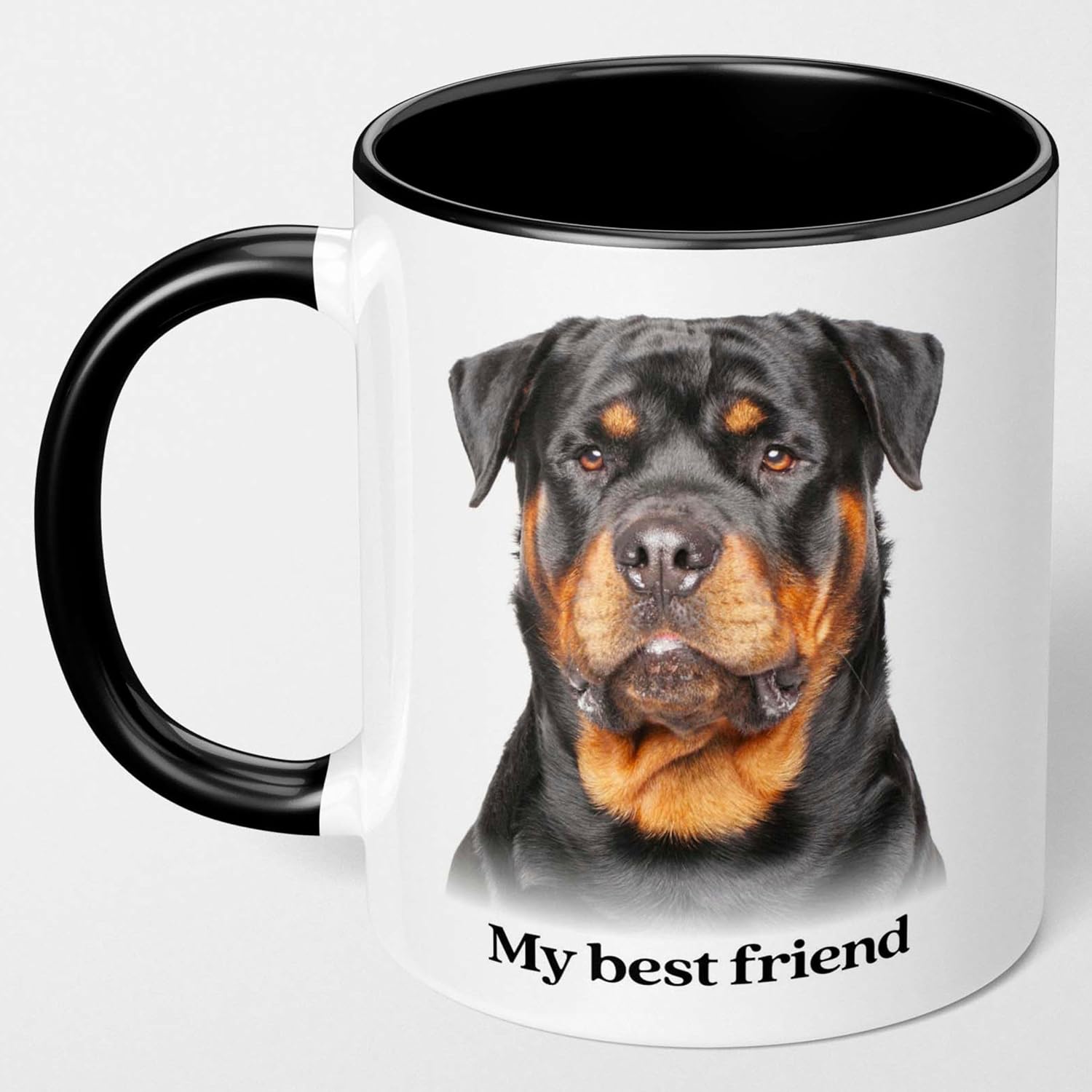 Touching Rottweiler – Taza de café de 11 onzas, regalo de taza de té para amantes de Rottie, mamá de perro, papá, cumpleaños, aniversario