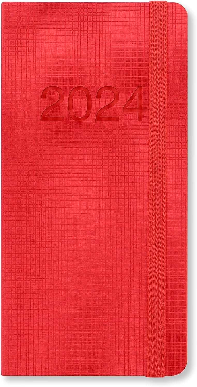 Letts Memo Slim – Agenda semanal para ver 2024, color rojo