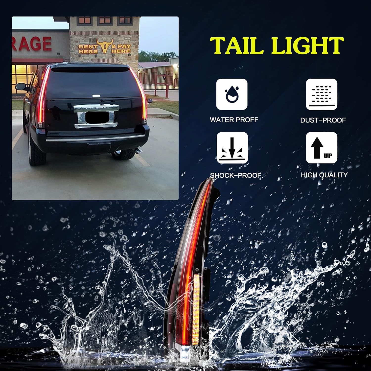 VLAND Luces traseras LED compatibles con Chevy Tahoe SuburbanGMC Yukon 2007-2014, conjunto de lámparas traseras LED completas con señal de giro, 5