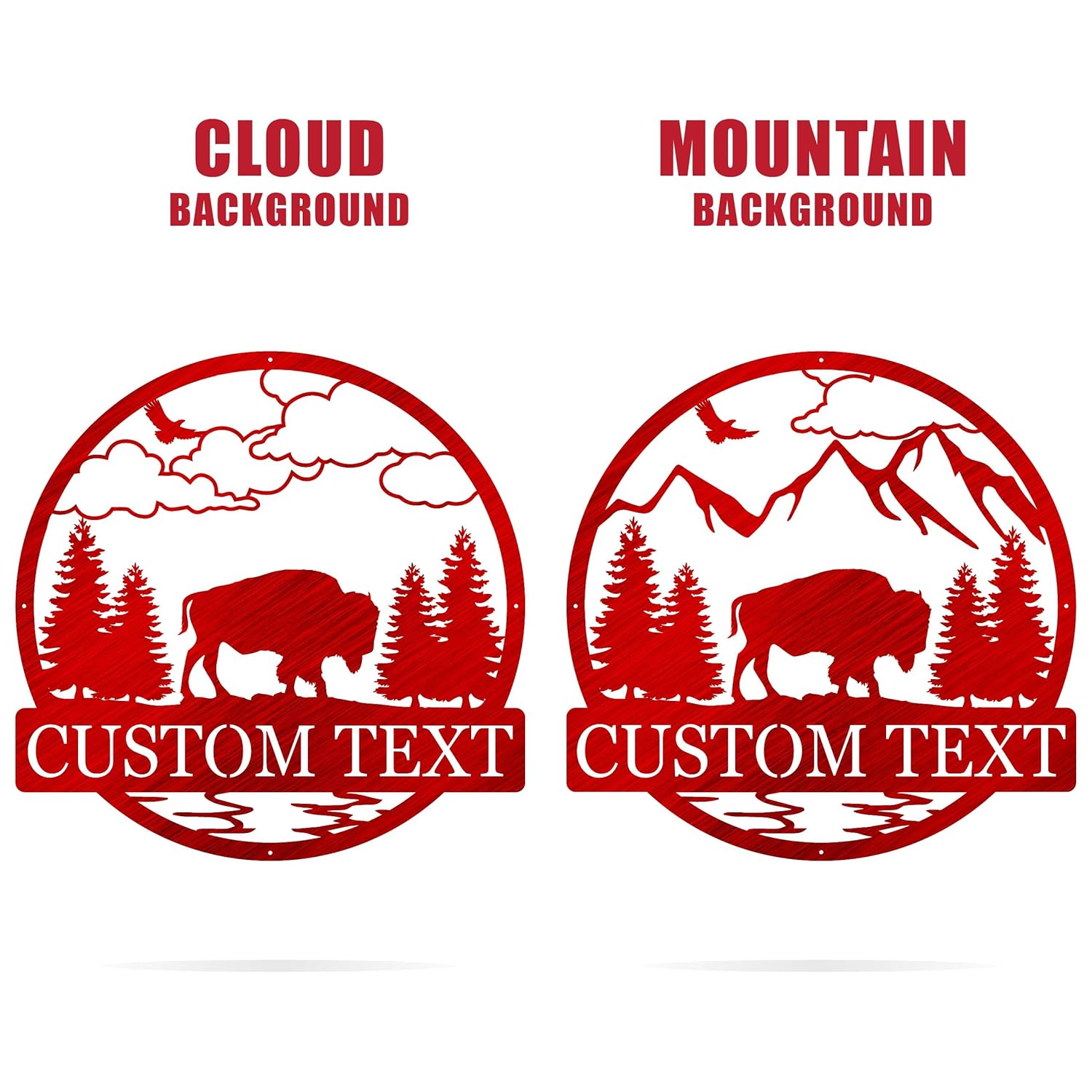 Custom Outdoor Bison Circle Monogram Sign  Lone Bison Decor  Bison Camp Sign  Buffalo Decor  Bison Name Metal Sign  Gift for Him