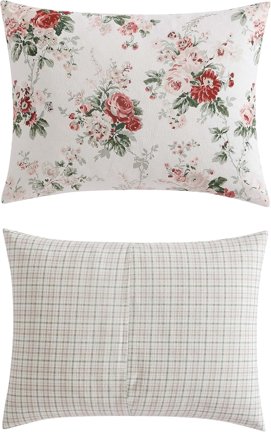 Laura Ashley – Juego de edredón King, ropa de cama reversible de franela de algodón cepillado con fundas a juego, lujosamente suave y cálida