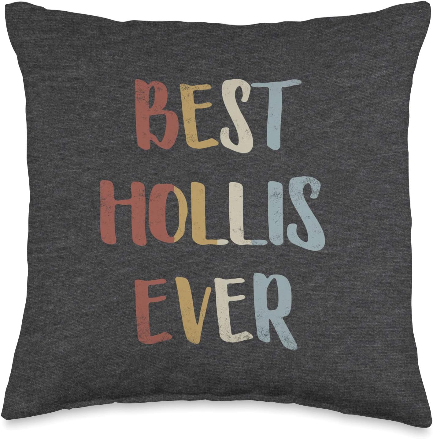 Custom Hollis Gifts & Designs for Boys Best Hollis Ever – Almohada retro con nombre, color gris jaspeado oscuro, 16.0 x 16.0in, multicolor